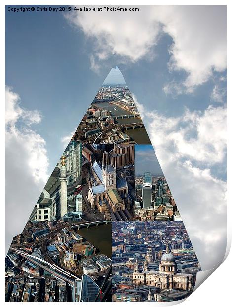  Collage as seen from the Shard Print by Chris Day