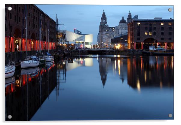 Liverpool Docks At Dusk Acrylic by Kerri Dowling