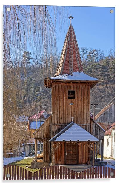 Old wooden church from Sadu, Sibiu county, Romania Acrylic by Adrian Bud