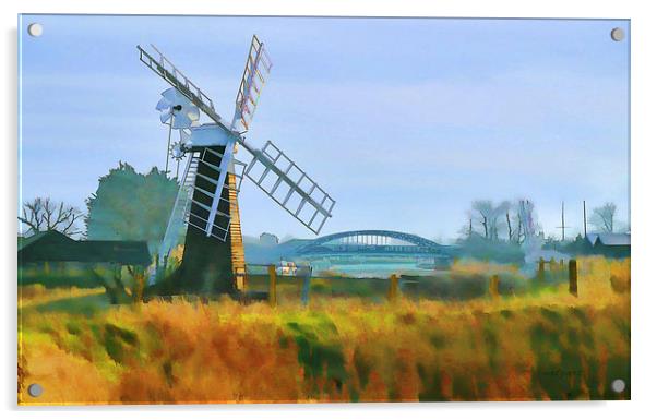 Priory Windmill Acrylic by Valerie Anne Kelly