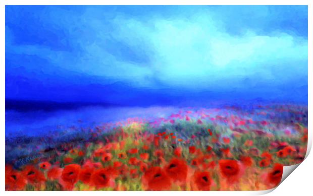 Poppies in the mist Print by Valerie Anne Kelly