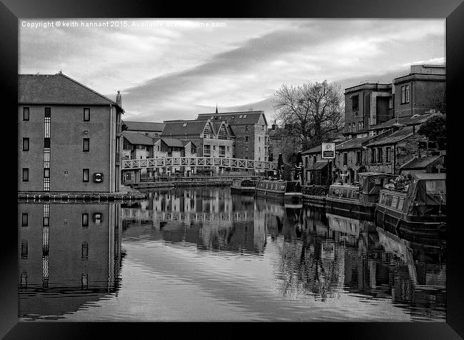 narrowboats moored in  lancaster canal basin  Framed Print by keith hannant