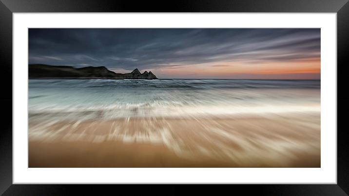  Sunset at Three Cliffs Bay Gower Framed Mounted Print by Leighton Collins