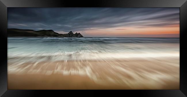  Sunset at Three Cliffs Bay Gower Framed Print by Leighton Collins