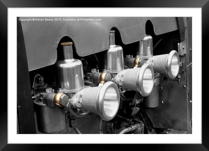 Split toned photograph of triple S.U Carburettors  Framed Mounted Print by Adrian Beese