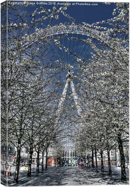  The London Eye in blossom,  London Canvas Print by Diane Griffiths