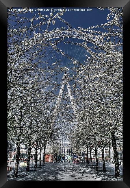  The London Eye in blossom,  London Framed Print by Diane Griffiths