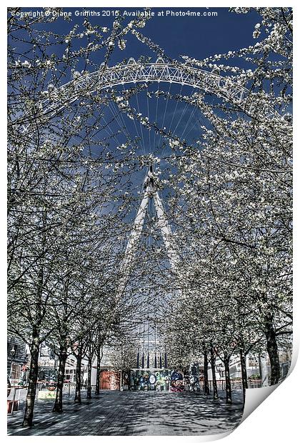  The London Eye in blossom,  London Print by Diane Griffiths