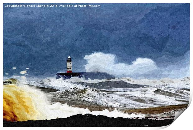  Newhaven storm Print by Michael Chandler