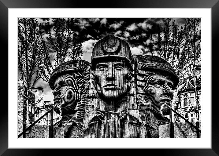 Bargoed Miners Sculpture Framed Mounted Print by Steve Purnell