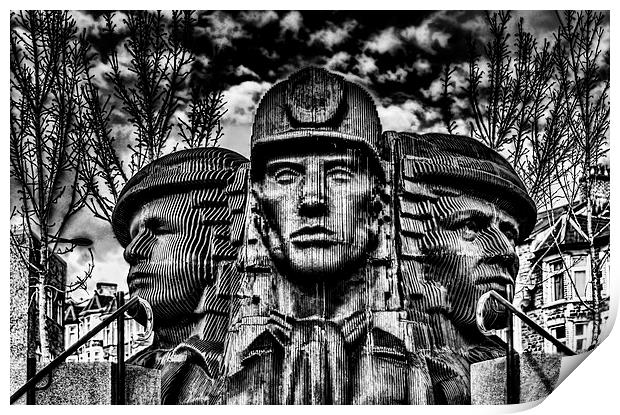 Bargoed Miners Sculpture Print by Steve Purnell