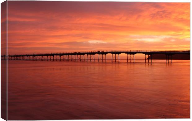  Saltburn Pier At Sunrise Canvas Print by Kerri Dowling