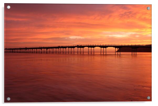 Saltburn Pier At Sunrise Acrylic by Kerri Dowling