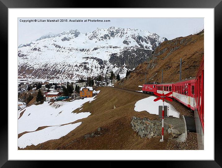  Train down from the Oberalp Pass. Framed Mounted Print by Lilian Marshall