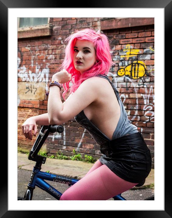 Pink hair girl (BMX) Framed Mounted Print by Chris Watson