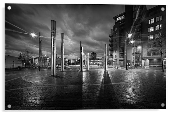  Swansea city centre at night Acrylic by Leighton Collins