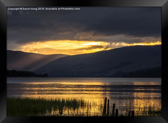 Crepuscular rays over Loch Tay Framed Print by David Irving
