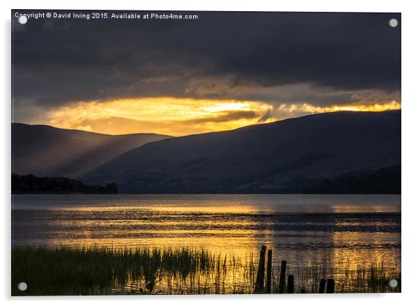  Crepuscular rays over Loch Tay Acrylic by David Irving