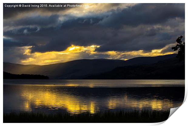  Early morning storm clouds over Loch Tay Print by David Irving