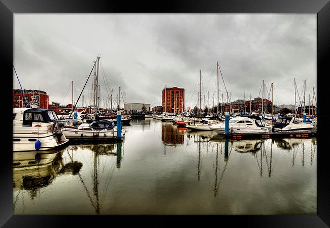 Hull Marina in the Rain Framed Print by Sarah Couzens