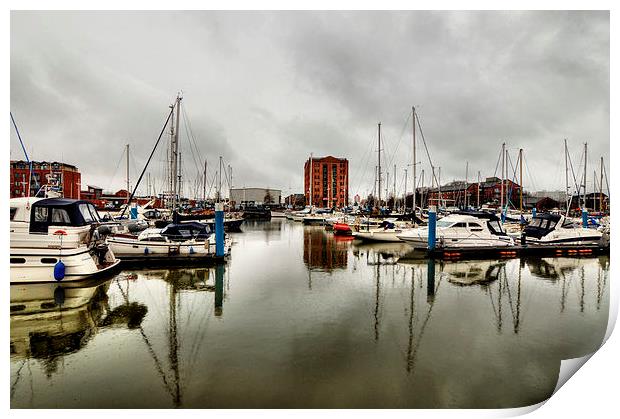  Hull Marina in the Rain Print by Sarah Couzens