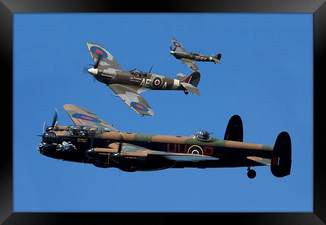 Lancaster Bomber and Spitfires Framed Print by Oxon Images