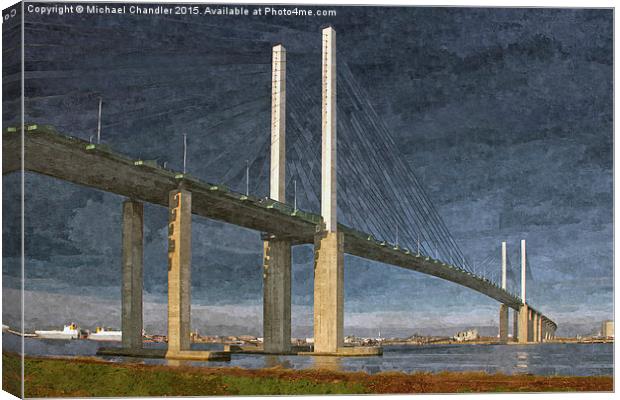  QE2 Dartford Bridge oil painting Canvas Print by Michael Chandler