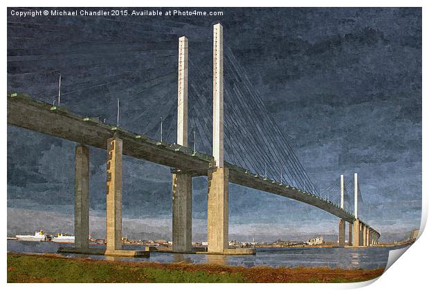  QE2 Dartford Bridge oil painting Print by Michael Chandler
