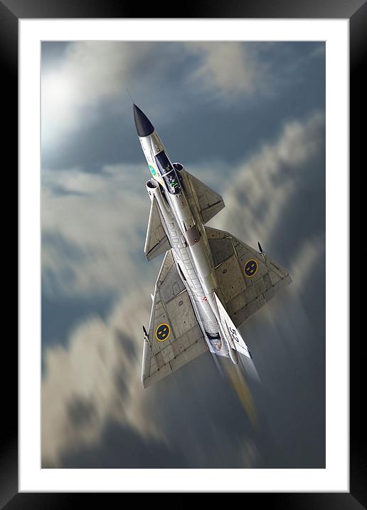  Viggen in the sky Framed Mounted Print by Peter Scheelen