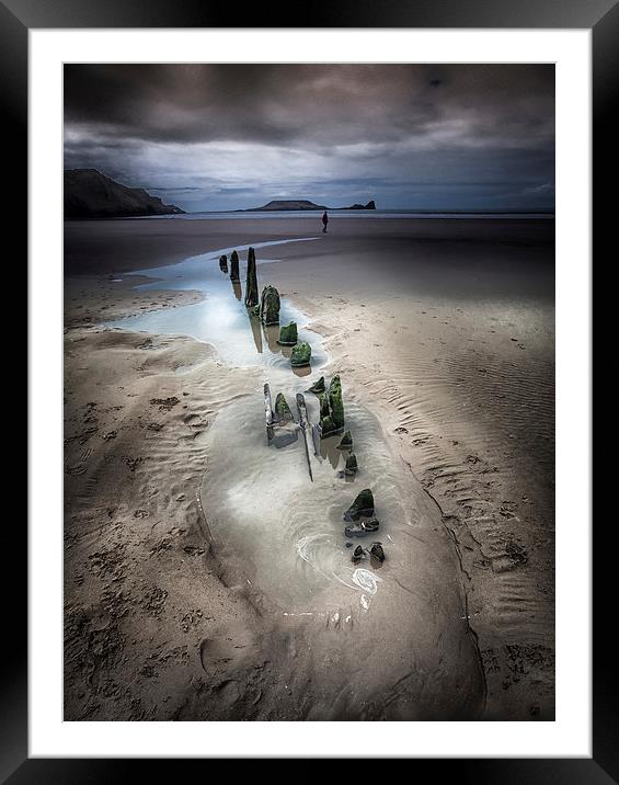  worms head rhossili bay Framed Mounted Print by Leighton Collins