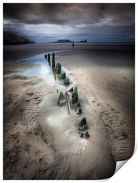  worms head rhossili bay Print by Leighton Collins