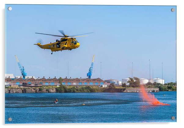Sea King Rescue Acrylic by Steve Purnell