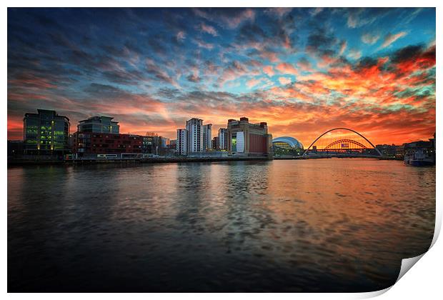  Spectacular sunset over Newcastle Upon Tyne Print by Tom Hibberd