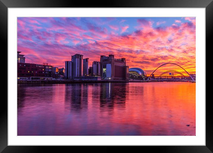  Awsome fiery sunset over Necastle Upon Tyne Framed Mounted Print by Tom Hibberd