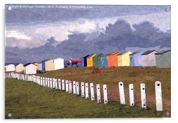  Littlestone Beach Huts painting Acrylic by Michael Chandler