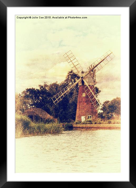 Hunsett drainage mill Framed Mounted Print by Julie Coe