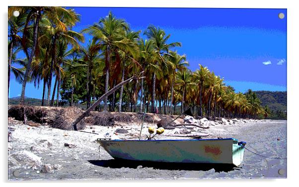  Boat and Stand of Palms Acrylic by james balzano, jr.