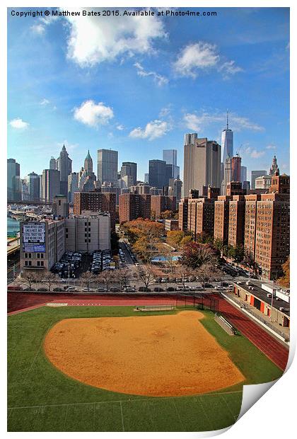 New York baseball field Print by Matthew Bates