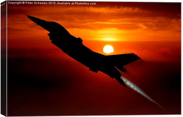  F-16 by night Canvas Print by Peter Scheelen