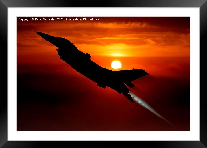  F-16 by night Framed Mounted Print by Peter Scheelen