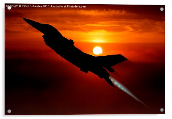  F-16 by night Acrylic by Peter Scheelen