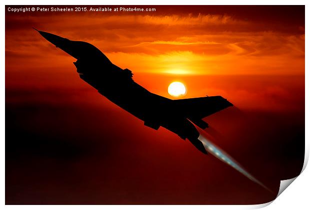  F-16 by night Print by Peter Scheelen