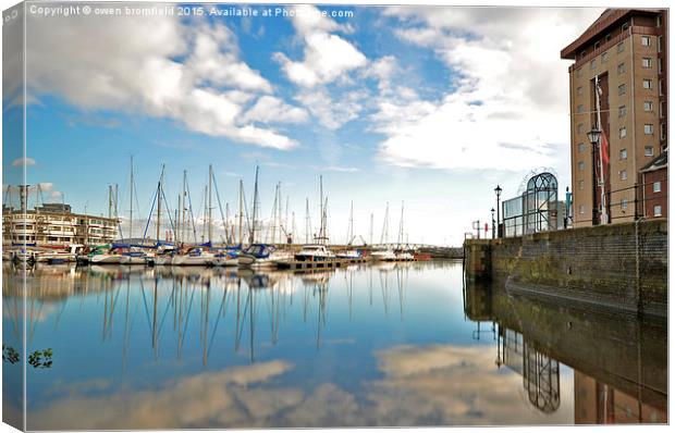  Marina calm, safe from the sea. Canvas Print by Owen Bromfield