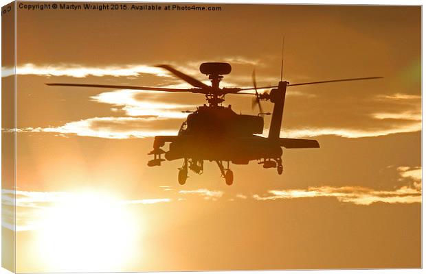  Sunset Apache AH64 attack Helicopter Canvas Print by Martyn Wraight