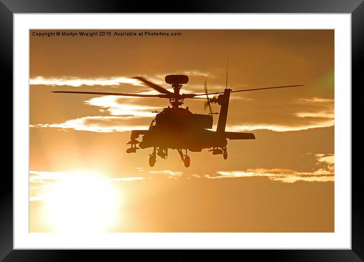  Sunset Apache AH64 attack Helicopter Framed Mounted Print by Martyn Wraight