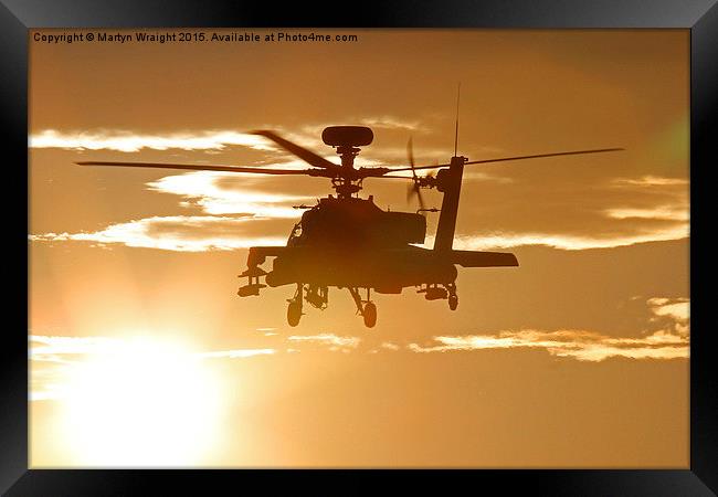  Sunset Apache AH64 attack Helicopter Framed Print by Martyn Wraight