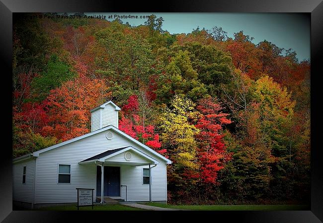  The Tiny Mountian Church in the brillance of a KY Framed Print by Paul Mays