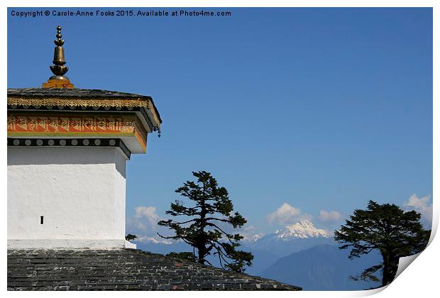 Chorten and Mountains, Bhutan  Print by Carole-Anne Fooks