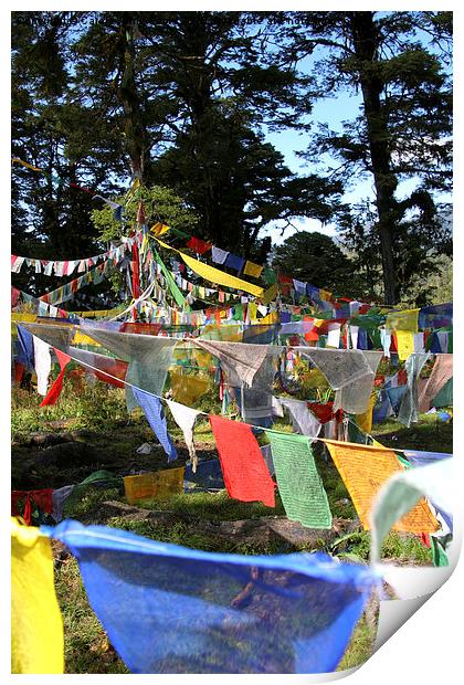   Prayer Flags  in Bhutan Print by Carole-Anne Fooks