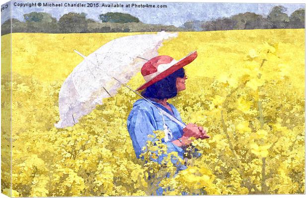  Girl in yellow with parasol Canvas Print by Michael Chandler